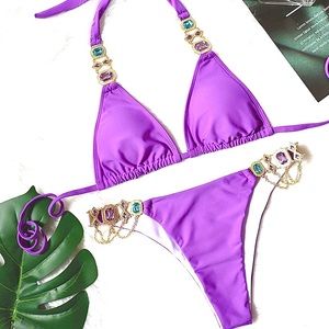 💕My princess cute purple rhinestone swimsuit💕